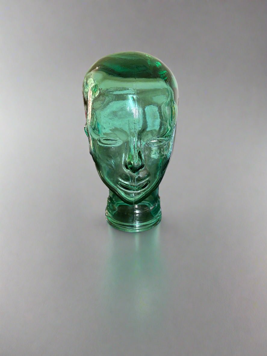 Vintage Glass Mannequin Head Green Life Size - Bateleur Militaria