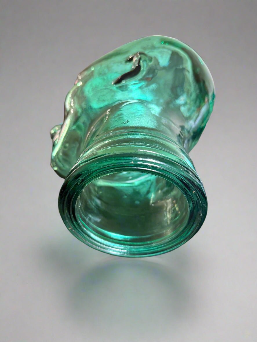 Vintage Glass Mannequin Head Green Life Size - Bateleur Militaria