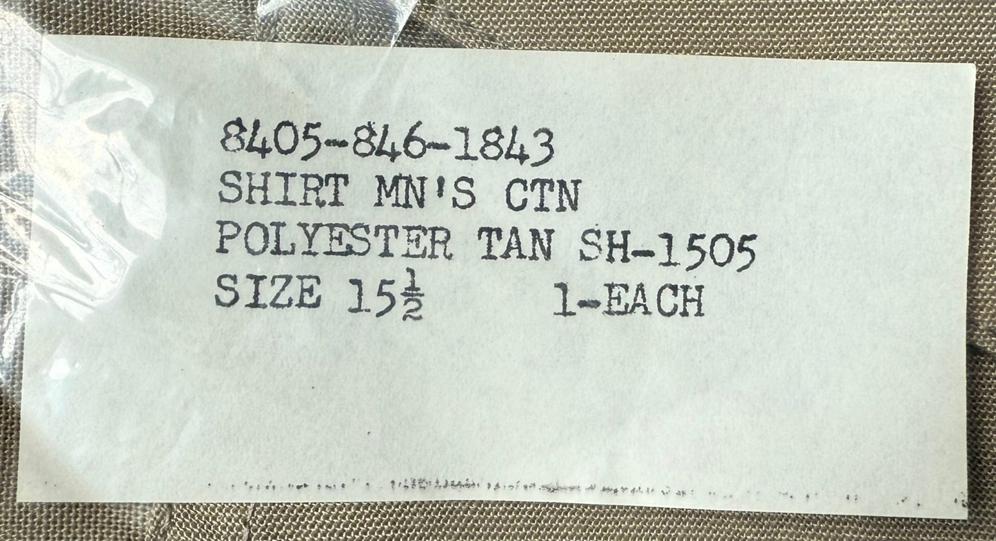 Original Rare US Air Force Men's Uniform Shirt Tan Shade 1505 Collar 15.5" NIP - Bateleur Militaria