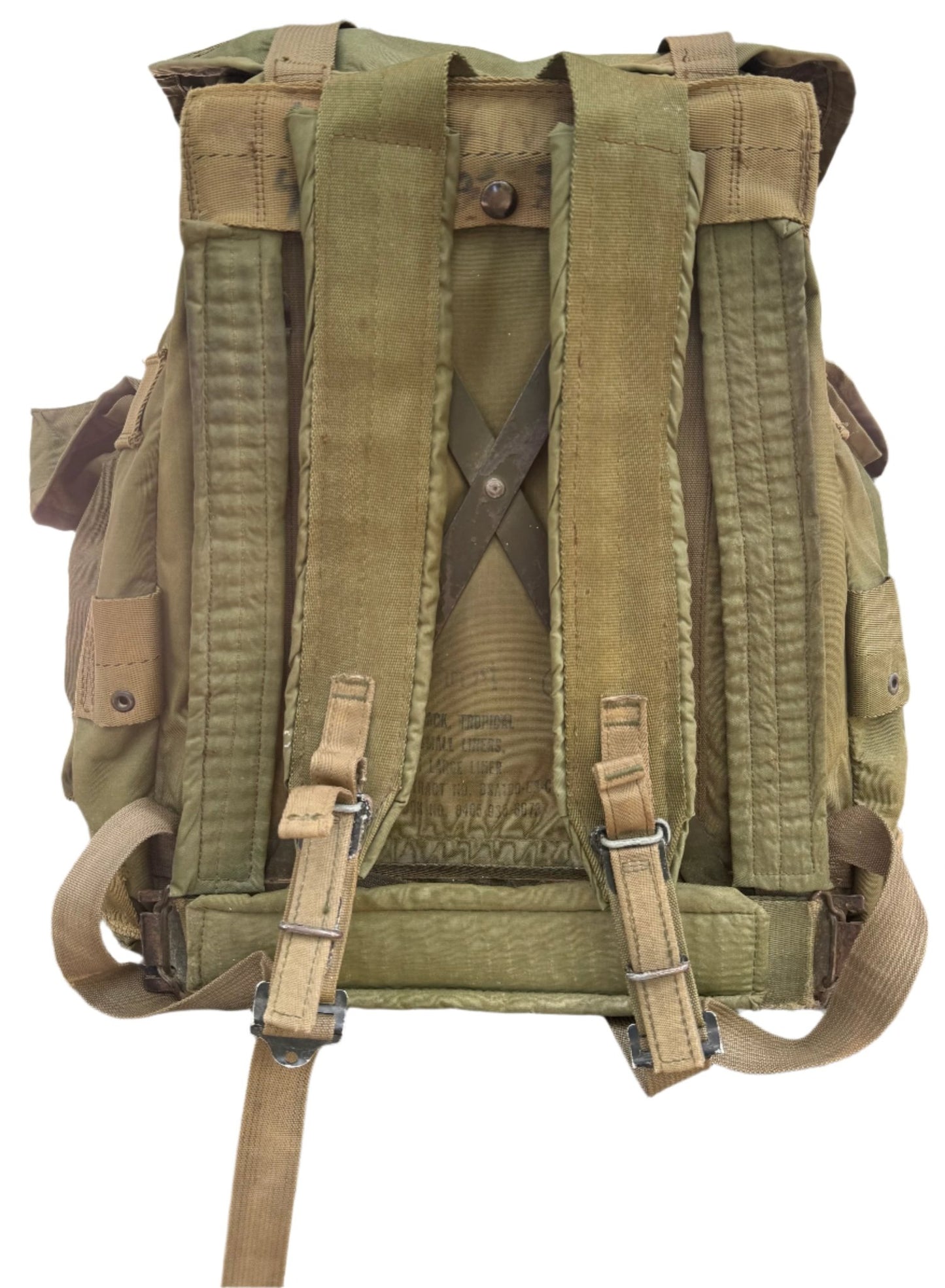 Vintage Vietnam War 1968 US Army Nylon Tropical Rucksack W/ Frame Green - Bateleur Militaria