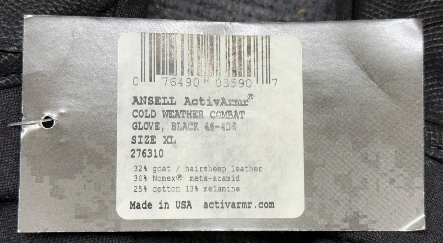 Ansell ACTIVARMR 46 - 456 Cold Weather Combat Gloves GORETEX Black Size XL New - Bateleur Militaria