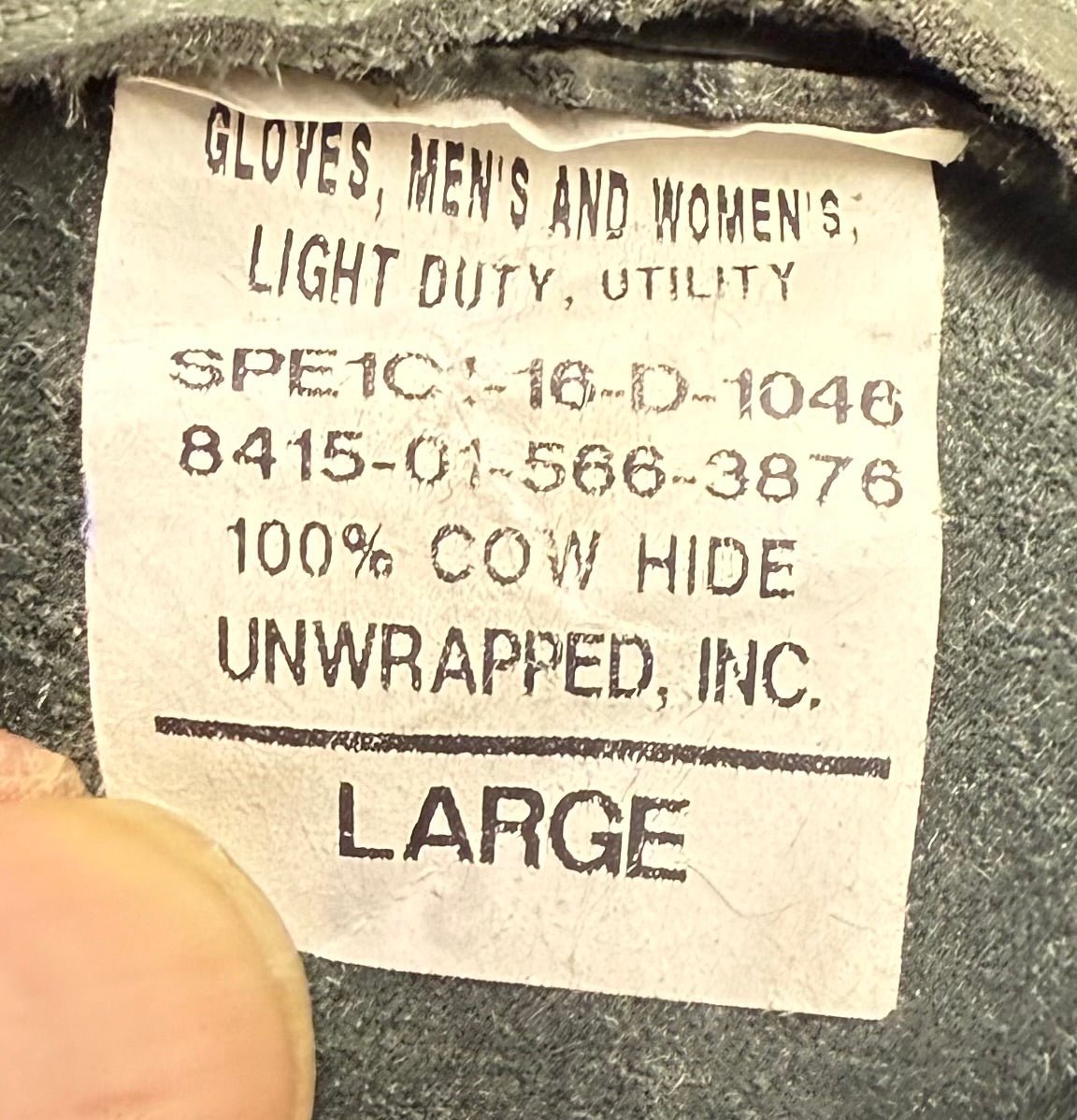 USAF Gloves Light Duty Cattle Hide Large Used - Bateleur Militaria
