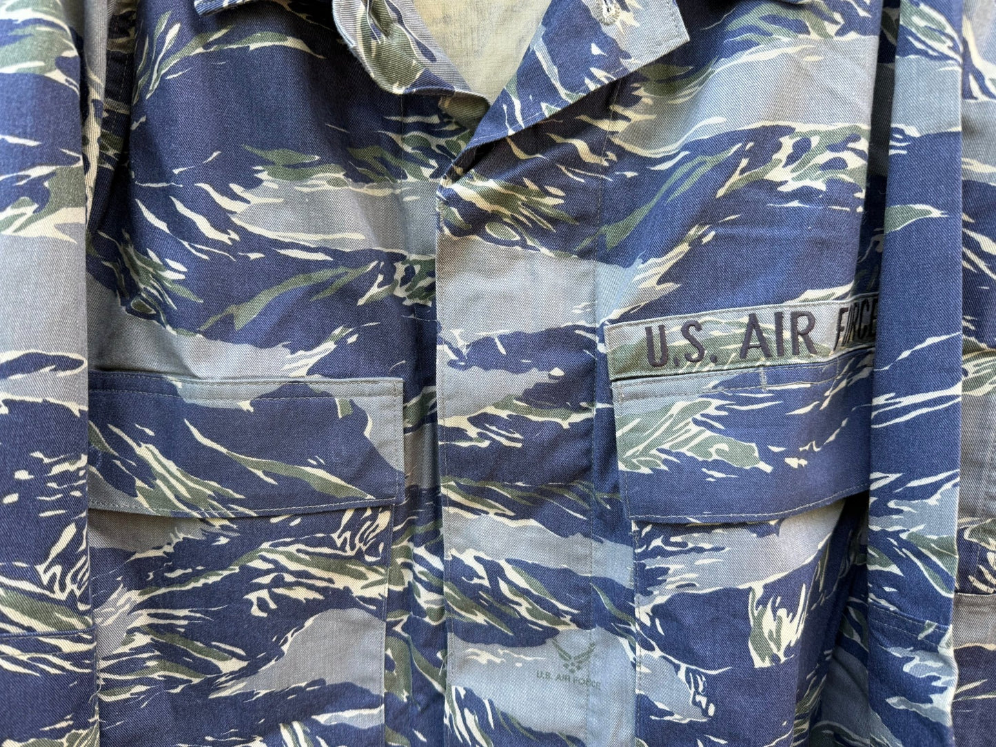 Ultra Rare USAF Experimental Blue Tiger Stripe uniform Shirt Type II (38XXL) - Bateleur Militaria