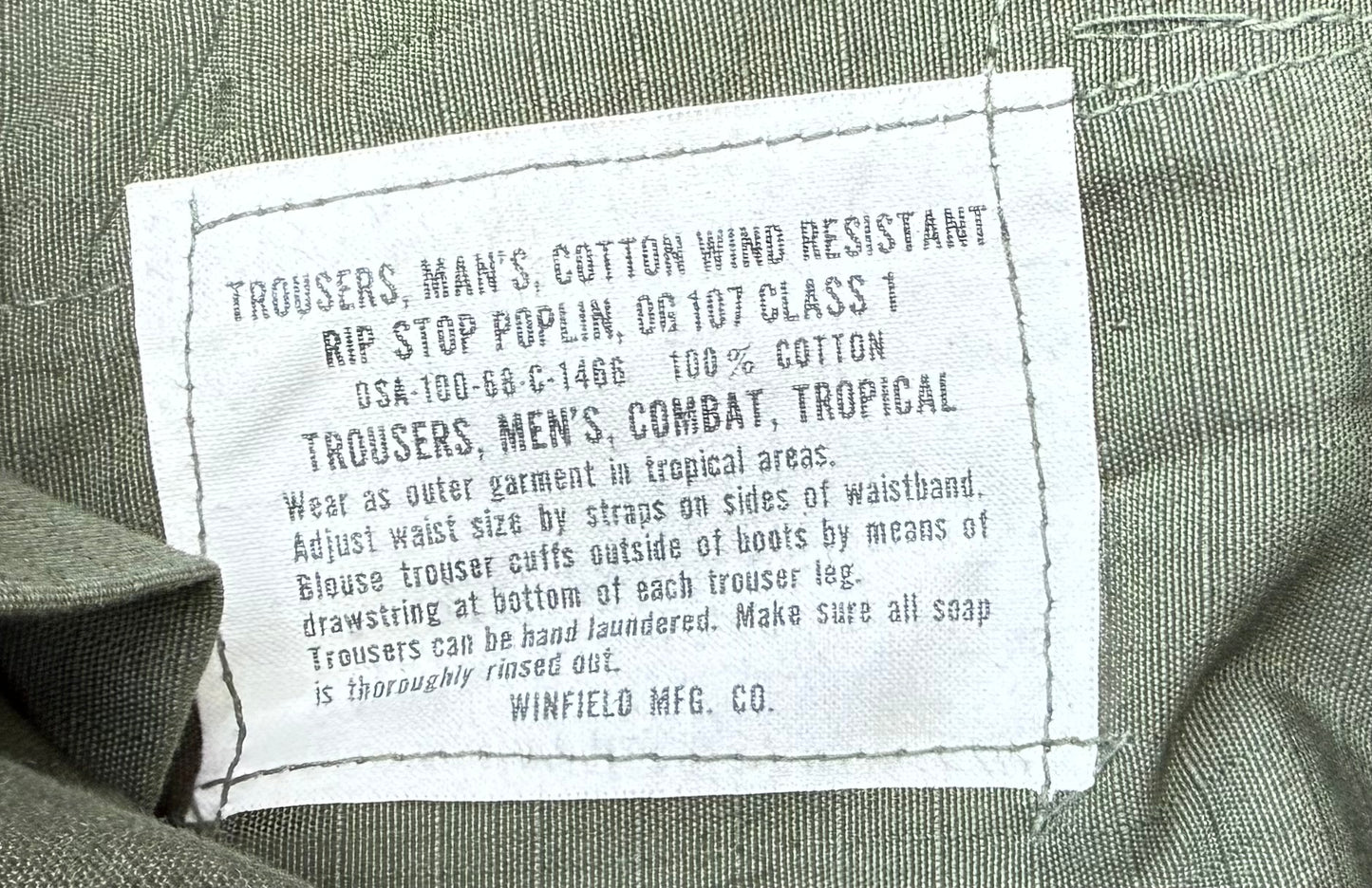 US Vietnam OG-107 Wind Resistant Rip Stop Poplin Cargo Pants Size Small #3