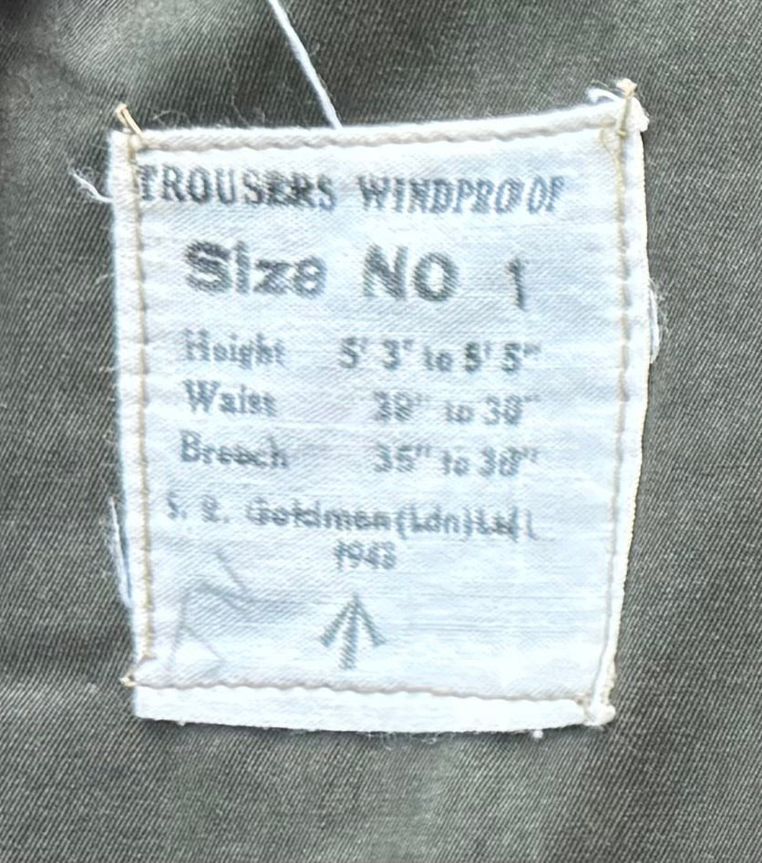 Original WW2 British Army Camouflage Windproof Trousers 1943 Brush stroke Size No1 - Bateleur Militaria