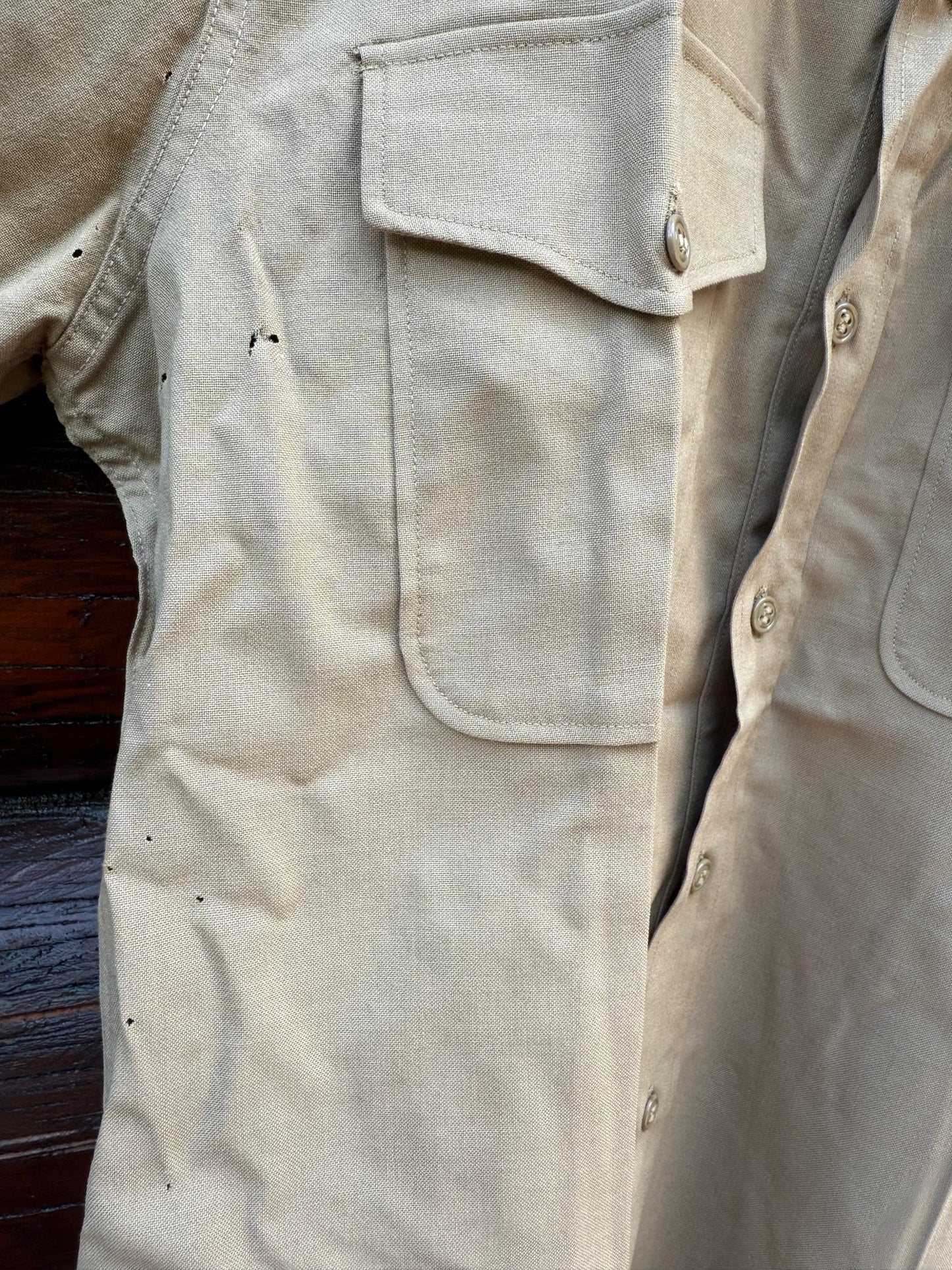 Vintage USMC Men's First Sergeant Khaki Shirt Mothed