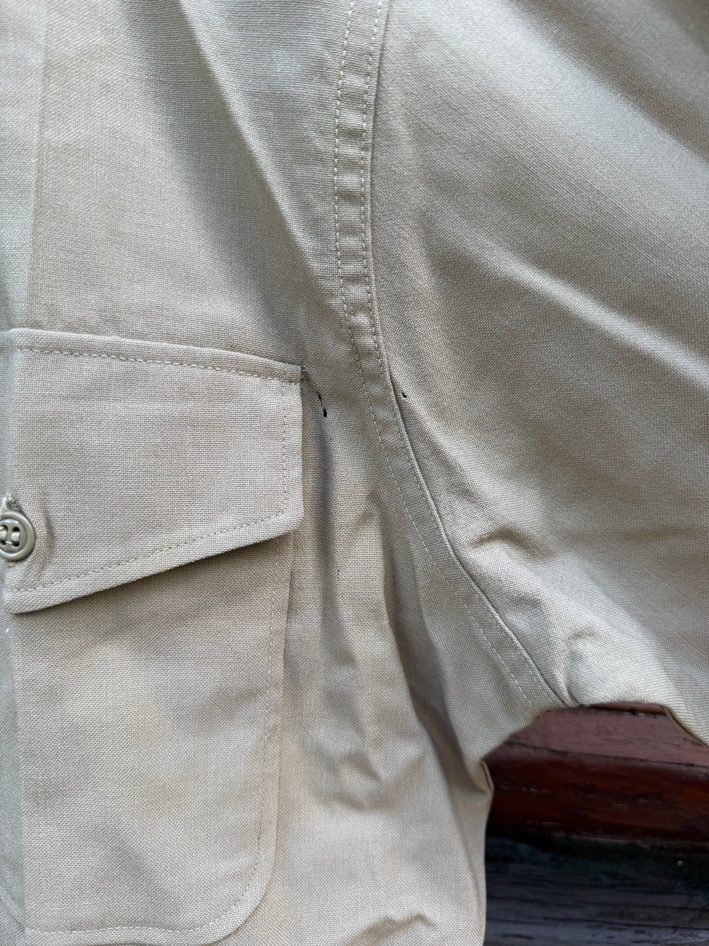 Vintage USMC Men's First Sergeant Khaki Shirt Mothed