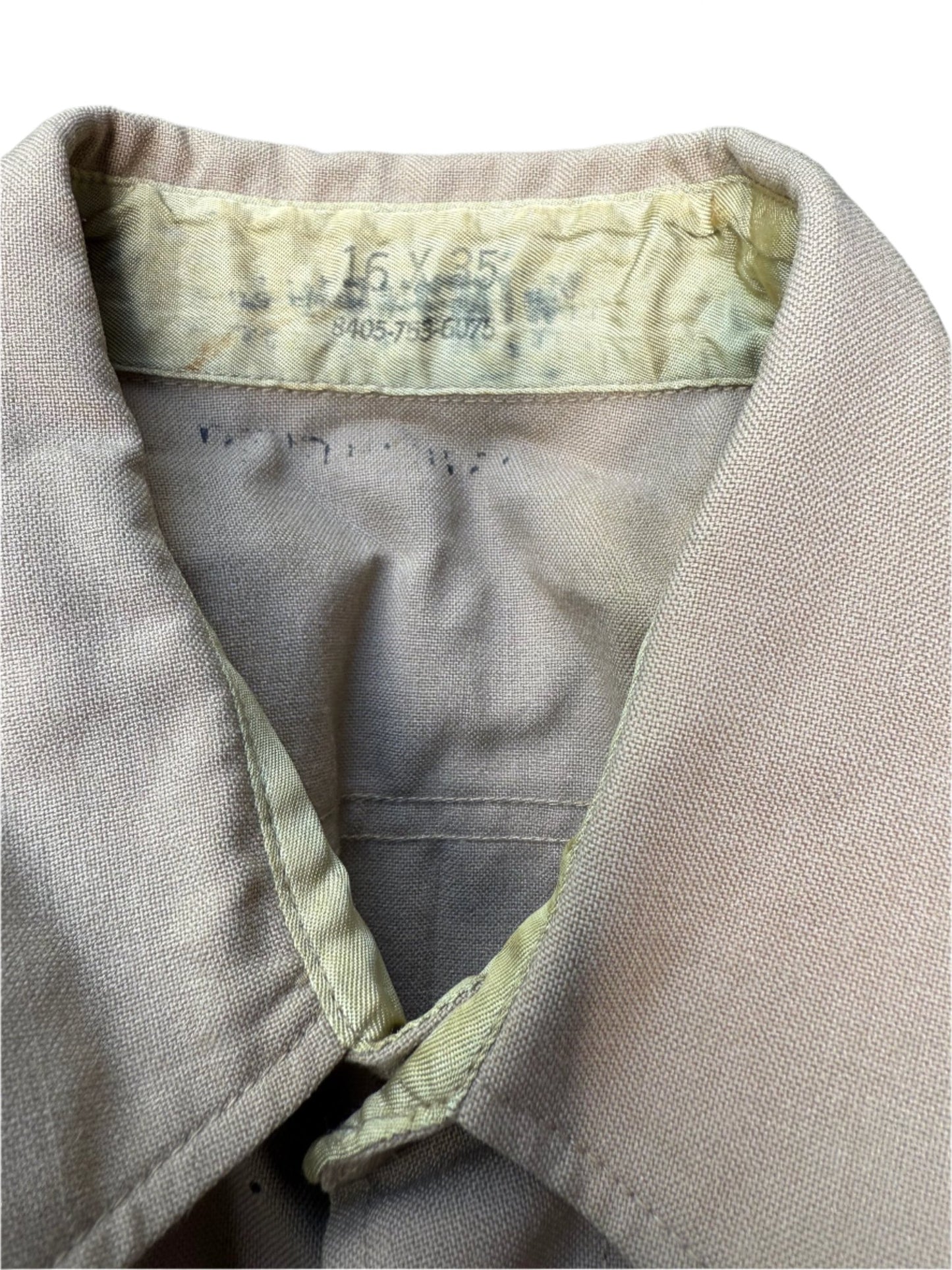 Vintage USMC Men's First Sergeant Khaki Shirt Mothed