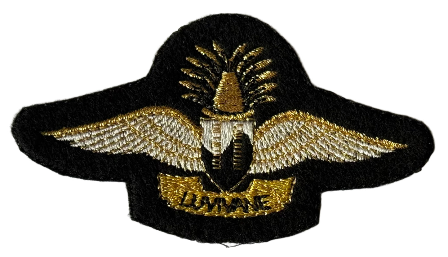 Swaziland Instructor Parachutist Wing White & Gold on Black Felt (Copy)