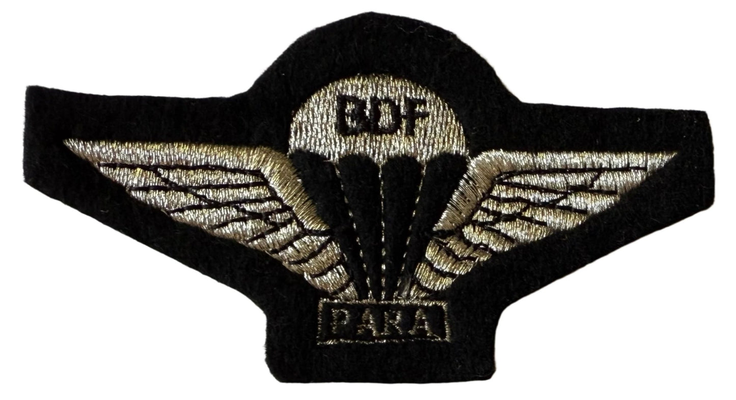 Botswana Defense Force Parachute Wings BDF on Silver Wire Embroidered Variation #2