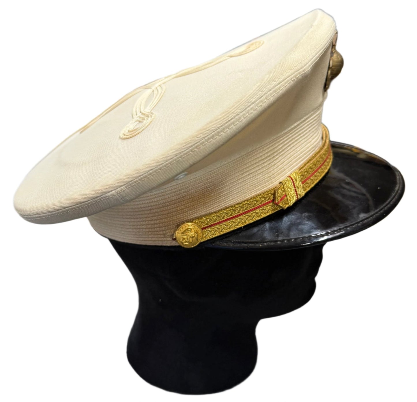 USMC Vintage Korean War Dress White Officer Visor Cap w EGA Size 7