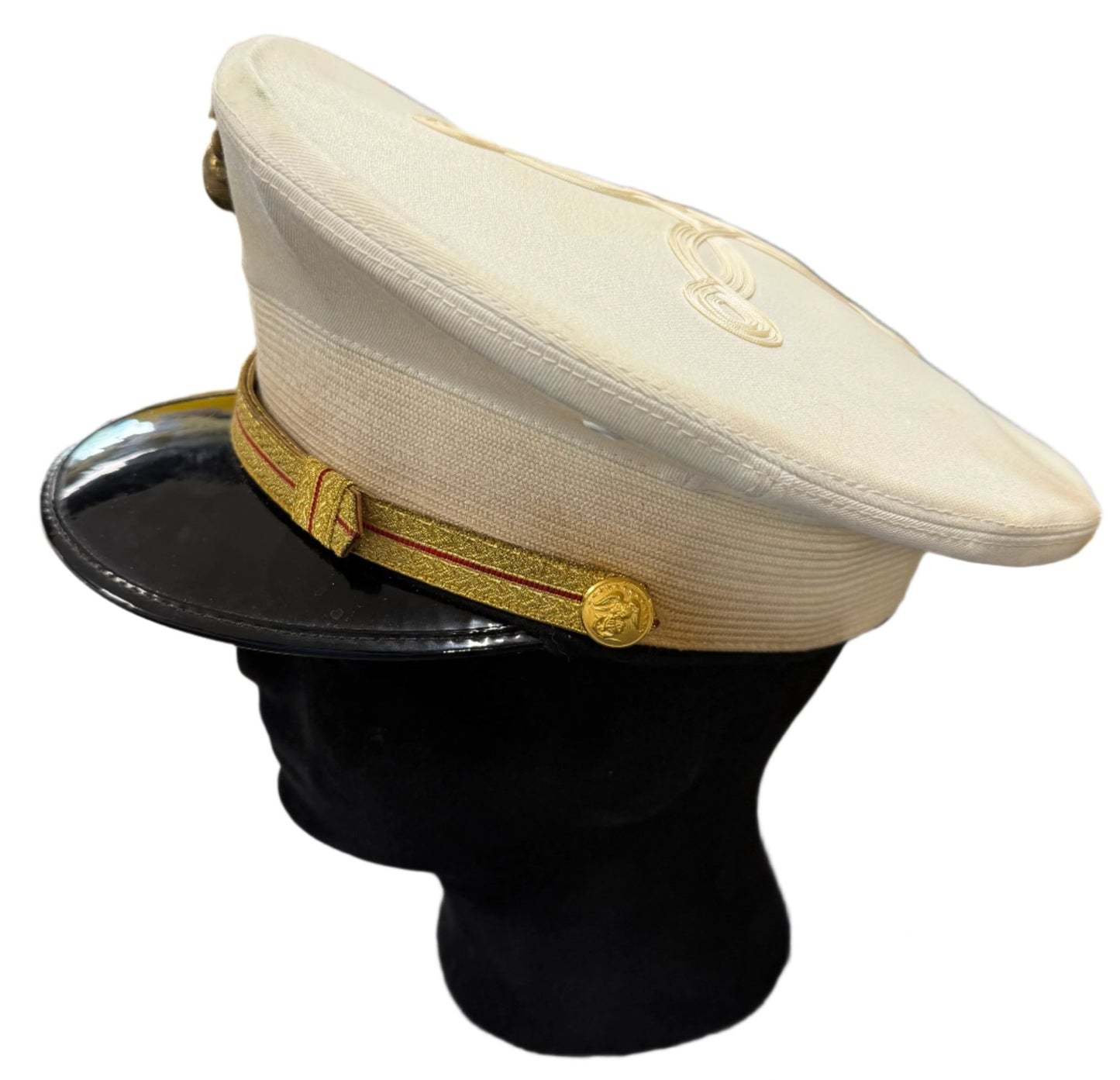 USMC Vintage Korean War Dress White Officer Visor Cap w EGA Size 7