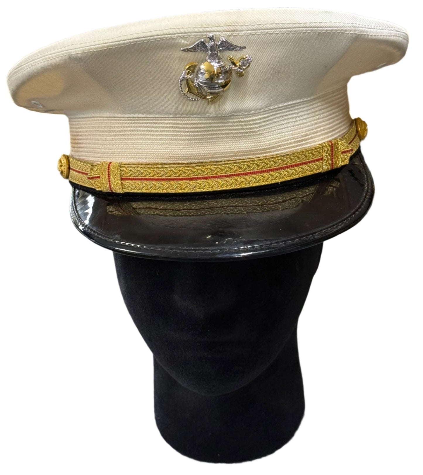 USMC Vintage Korean War Dress White Officer Visor Cap w EGA Size 7