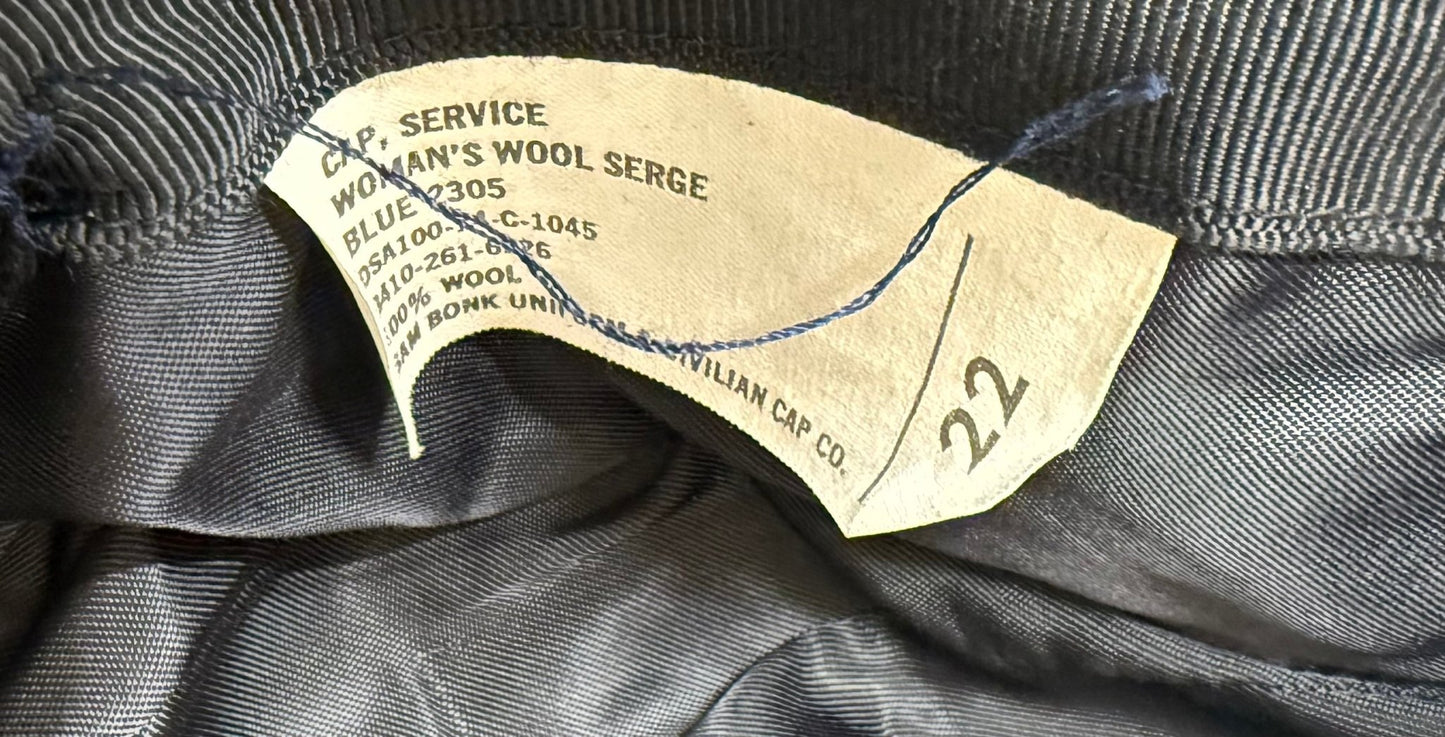 Vintage USMC Enlisted 1st Issue Dress Blue Uniform Women's Cap 1952 - 1977 1 - Bateleur Militaria