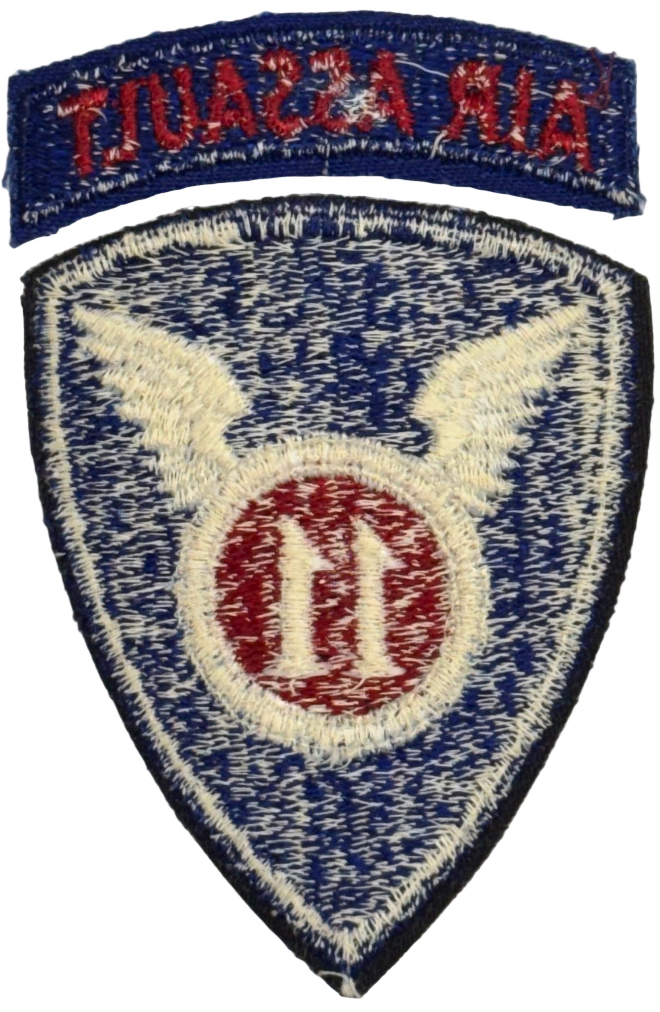 US Army 11th Air Assault Division Cut Edge Color 2 - Piece SSI/Patch (1963 - 1965) NO GLOW - Bateleur Militaria