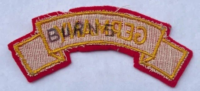 US Army Germany Scroll Cut Edge Yellow on Red Felt - Bateleur Militaria