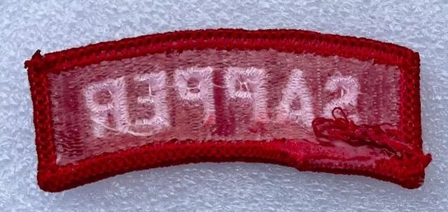 US Army Sapper Tab White on Red Engineer - Bateleur Militaria