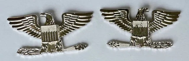US Vintage Pair Silver Filled Colonel Bird Insignia
