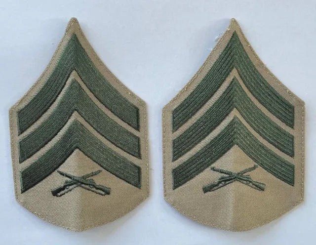 USMC Master Sergeant Khaki Service Dress Chevrons Set - Bateleur Militaria