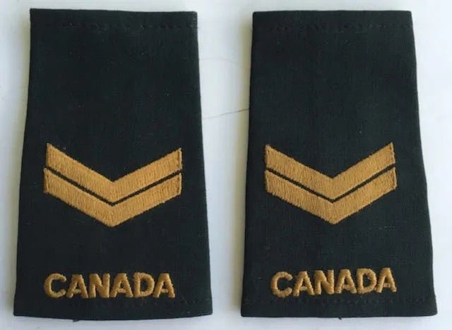 Canada Army Corporal Slip - On Rank Embroidered on Black Pair - Bateleur Militaria
