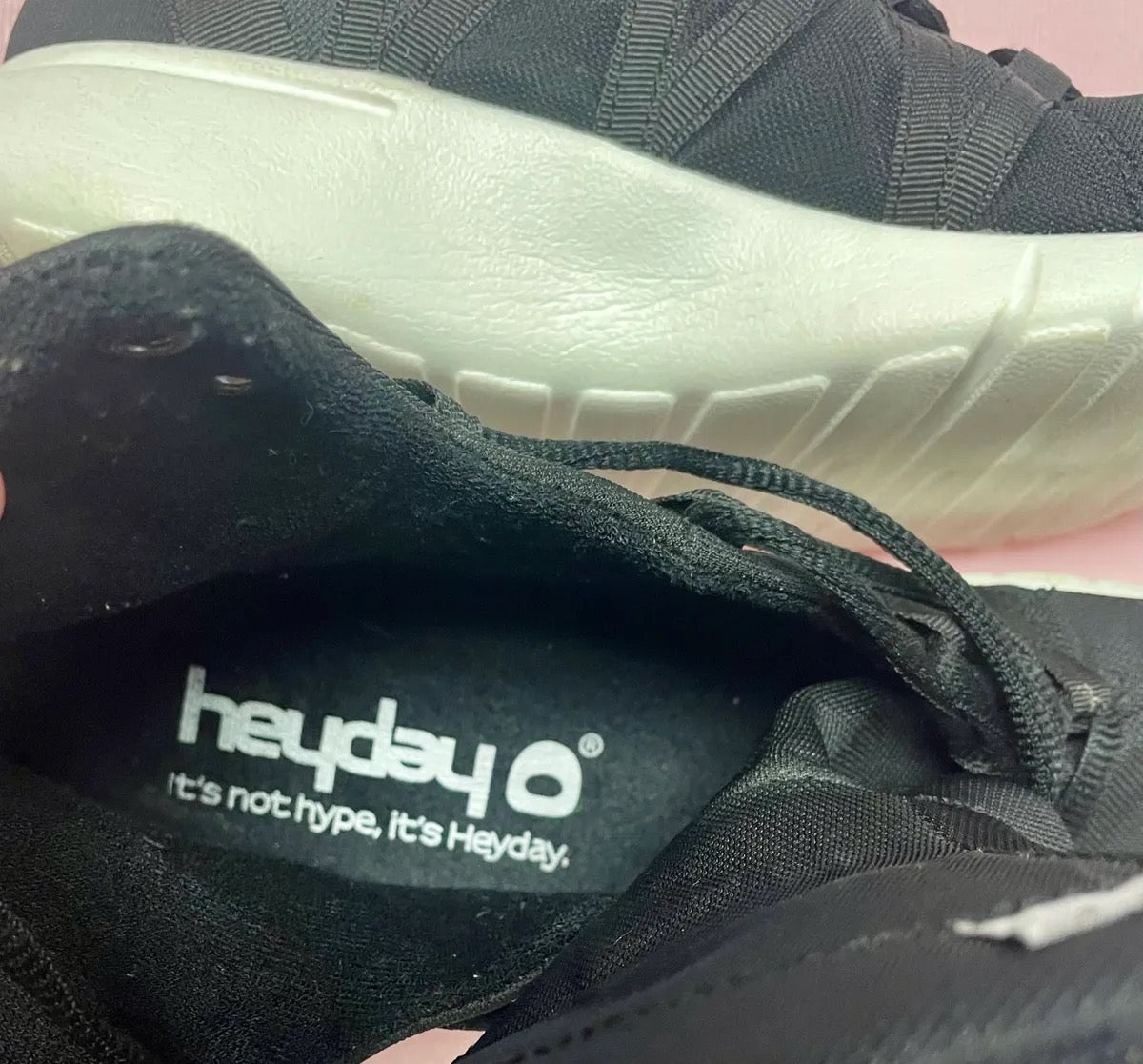Heyday Footwear High Top Black Sneakers White Soles Size 9 - Bateleur Militaria