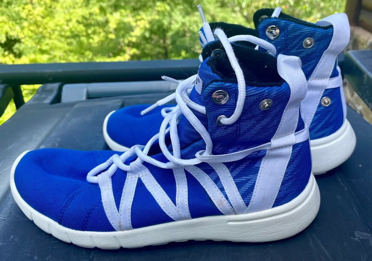 Heyday Footwear High Top Blue & White Sneakers White Soles Size 9 - Bateleur Militaria