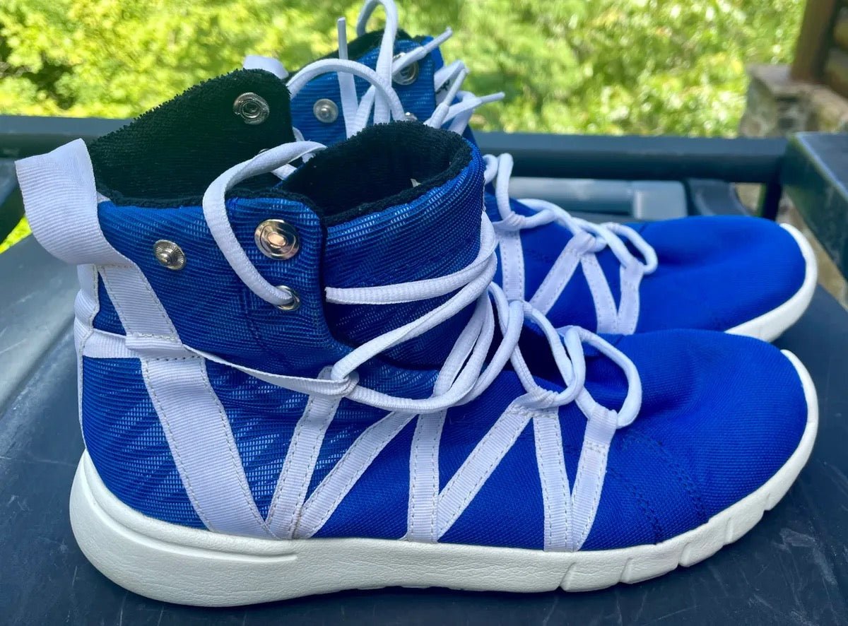 Heyday Footwear High Top Blue & White Sneakers White Soles Size 9 - Bateleur Militaria