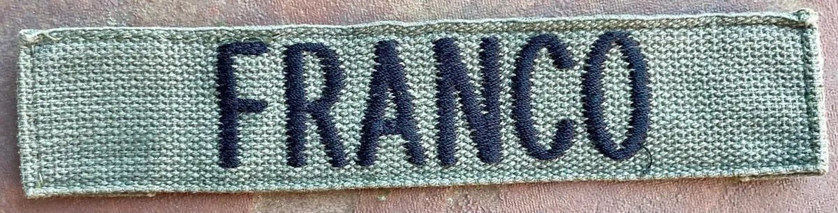 Vintage US Army Name Tape OD "Franco" - Bateleur Militaria