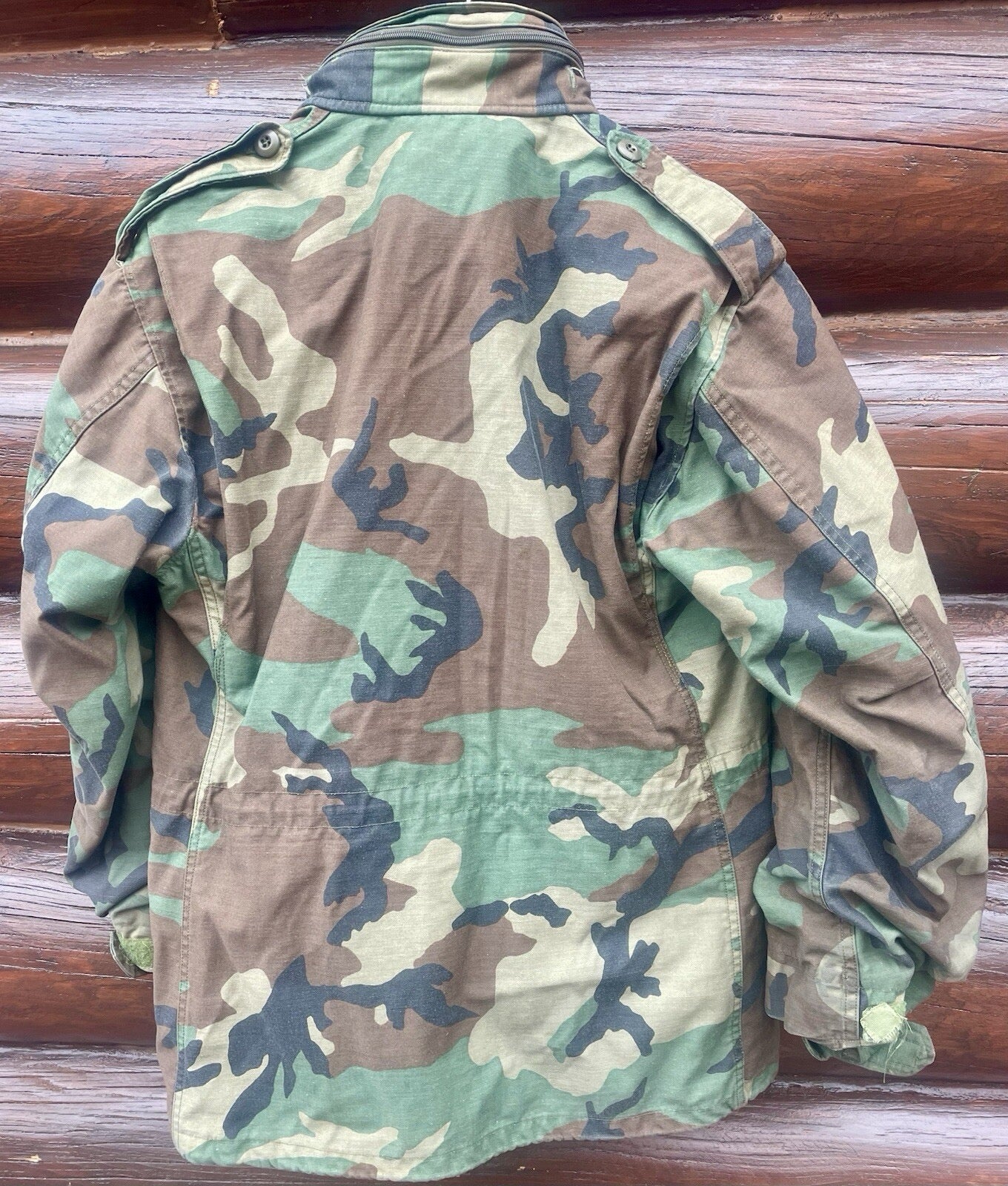 USAF Vintage M-65 Cold Weather Field Military Jacket Woodland Camo Men's Medium