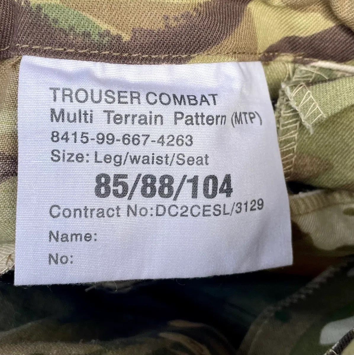 British MTP Camo Shirt & Trousers Size Medium Badged