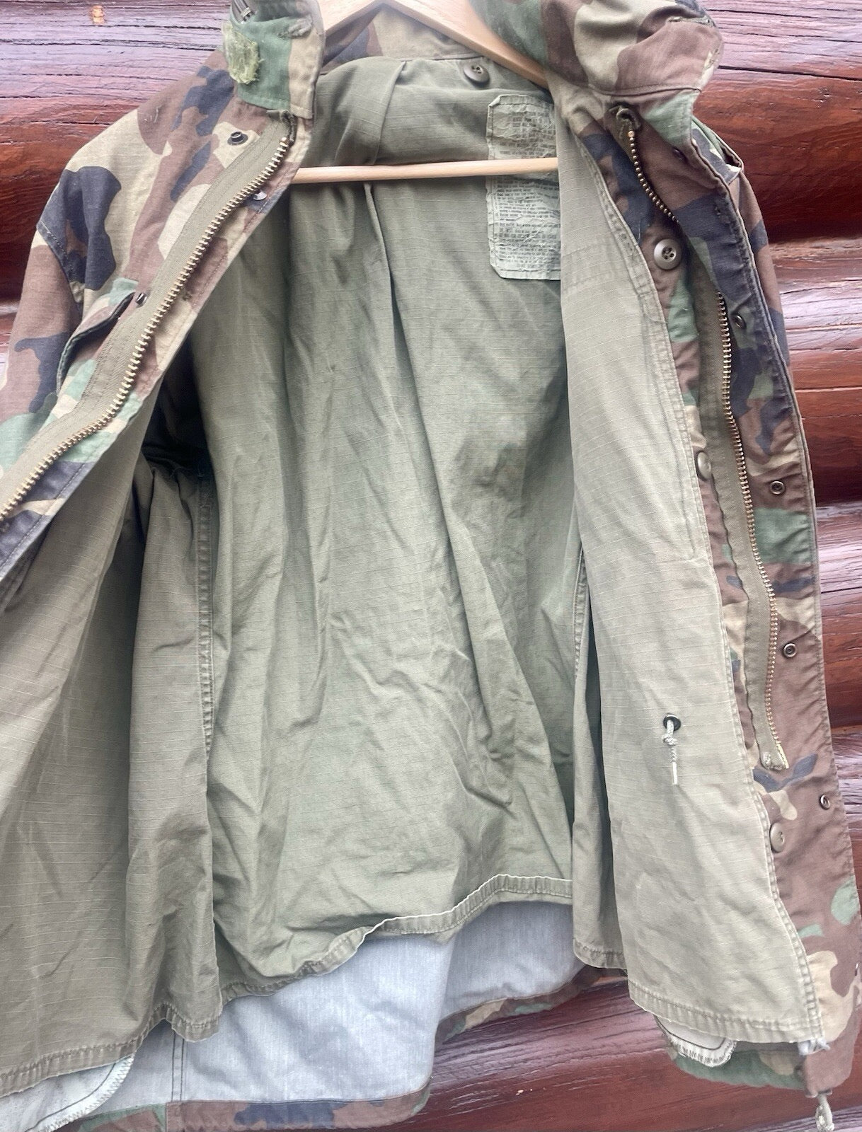 USAF Vintage M-65 Cold Weather Field Military Jacket Woodland Camo Men's Medium