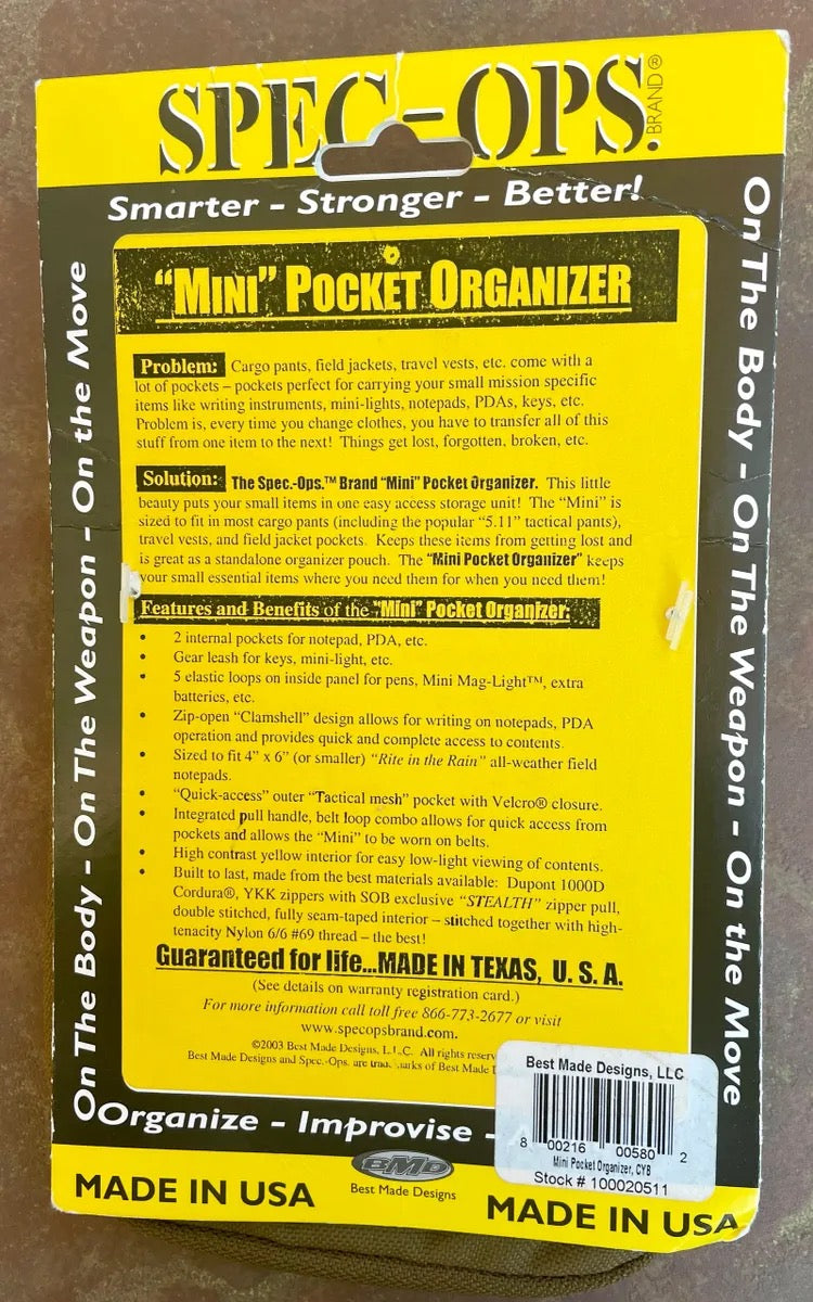 Mini Pocket Organizer Coyote Brown