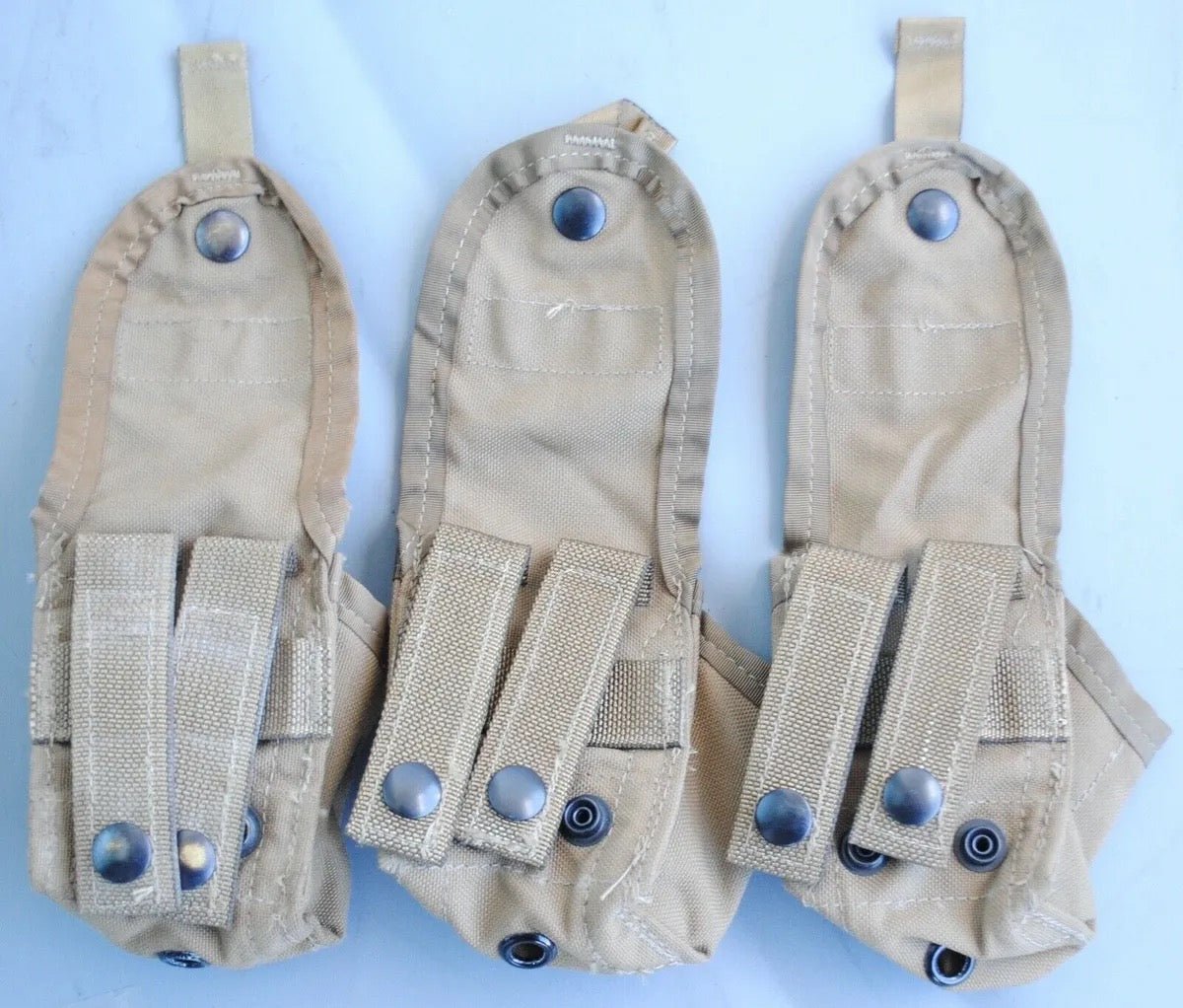 USGI Military Surplus Molle II Hand Grenade Pouches Coyote Brown Used 3 Pack - Bateleur Militaria