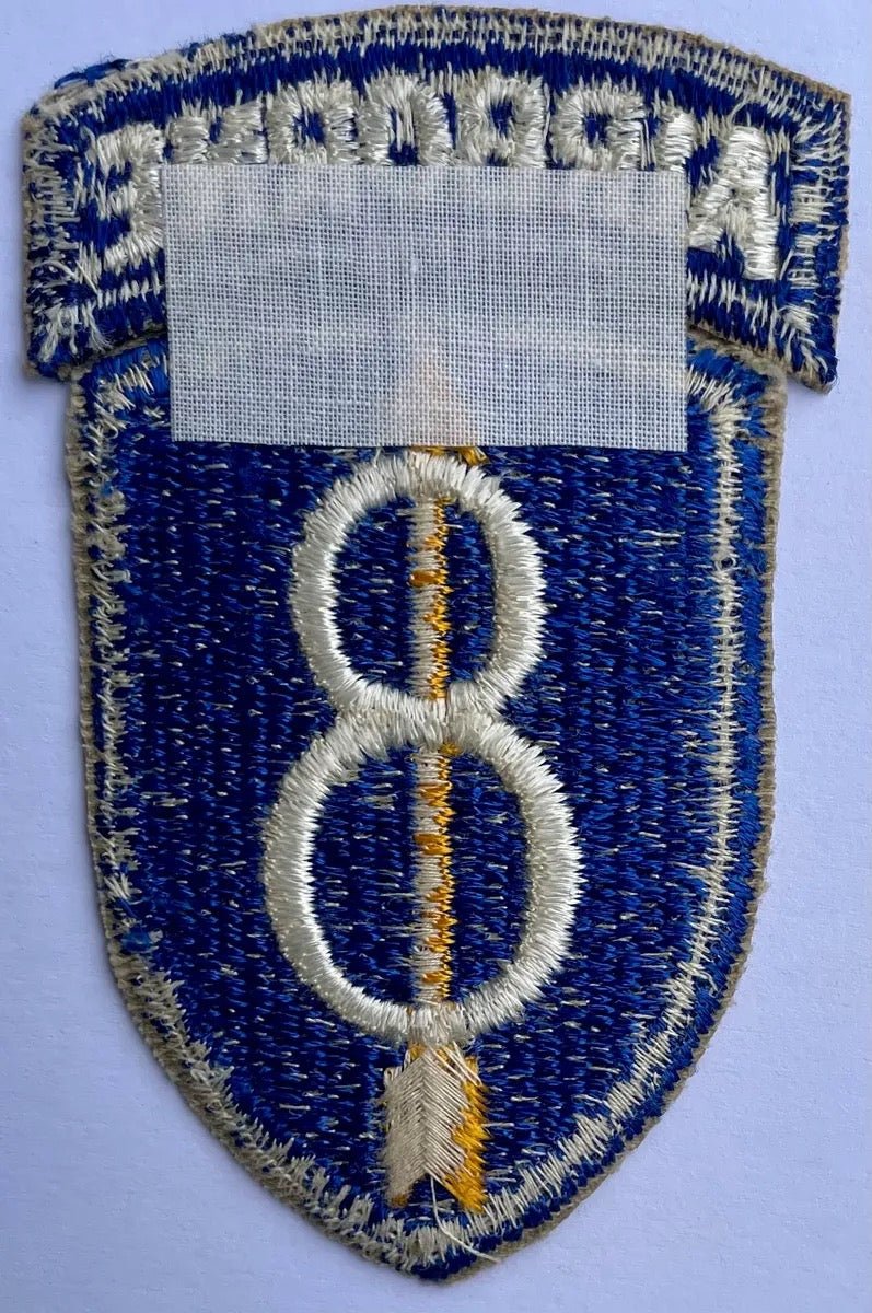 US Original 2 Piece 8th Airborne Division White Back Patch - Bateleur Militaria