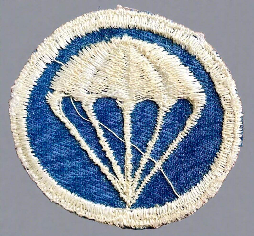 US Army Airborne Infantry Cap Patch Cut Edge on Blue Twill 1 - Bateleur Militaria