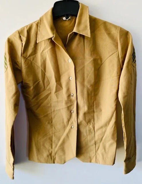 USMC Woman's L/Sleeve Khaki Shirt w Sergeant Chevrons 6L