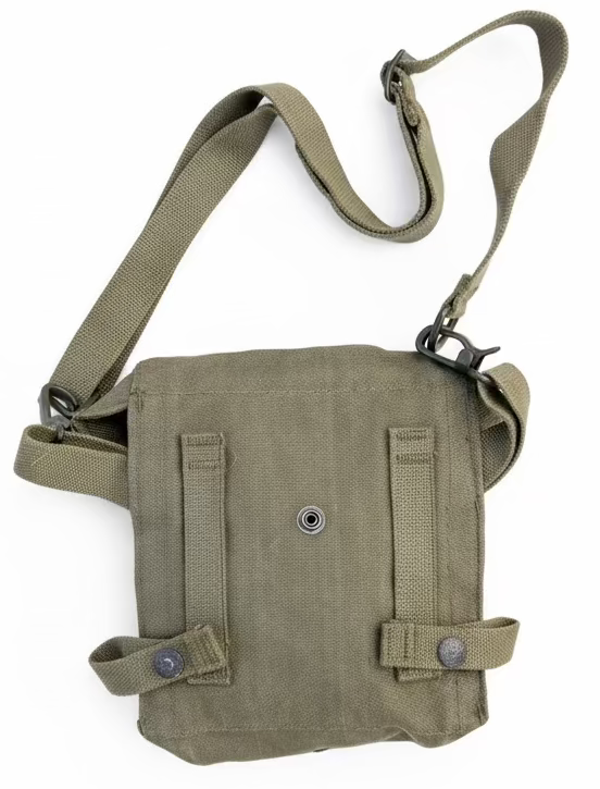 Green shoulder bag with straps on a white background