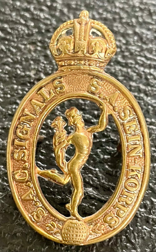 South Africa (UDF) Corps of Signals Collar Badge 1930 - 1959 - Bateleur Militaria