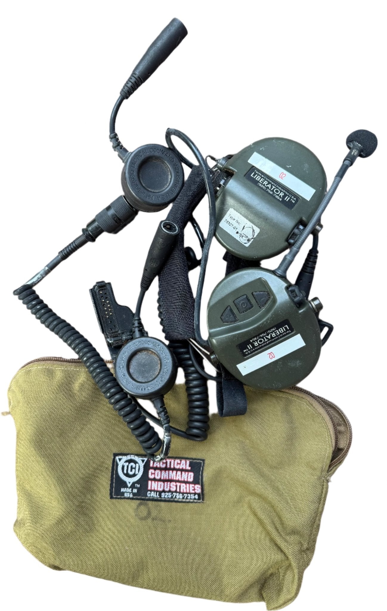 US TCI Liberator II Surplus Communications Headset w/ MBITR PTT Sordin Comtac - Bateleur Militaria