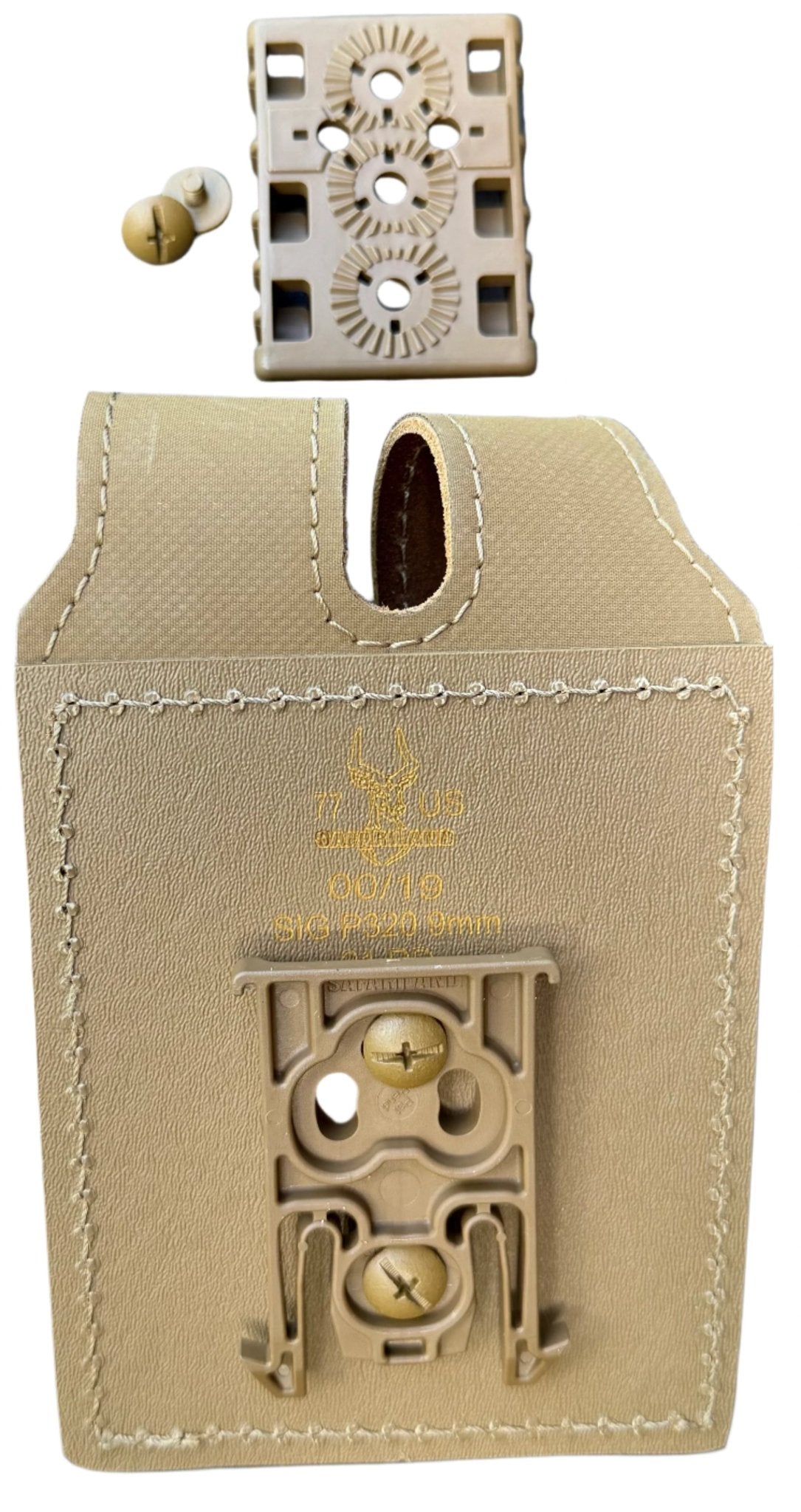 Safariland Sig 320 Double Pistol Magazine Leather Pouch Tan w Colored Snaps - Bateleur Militaria