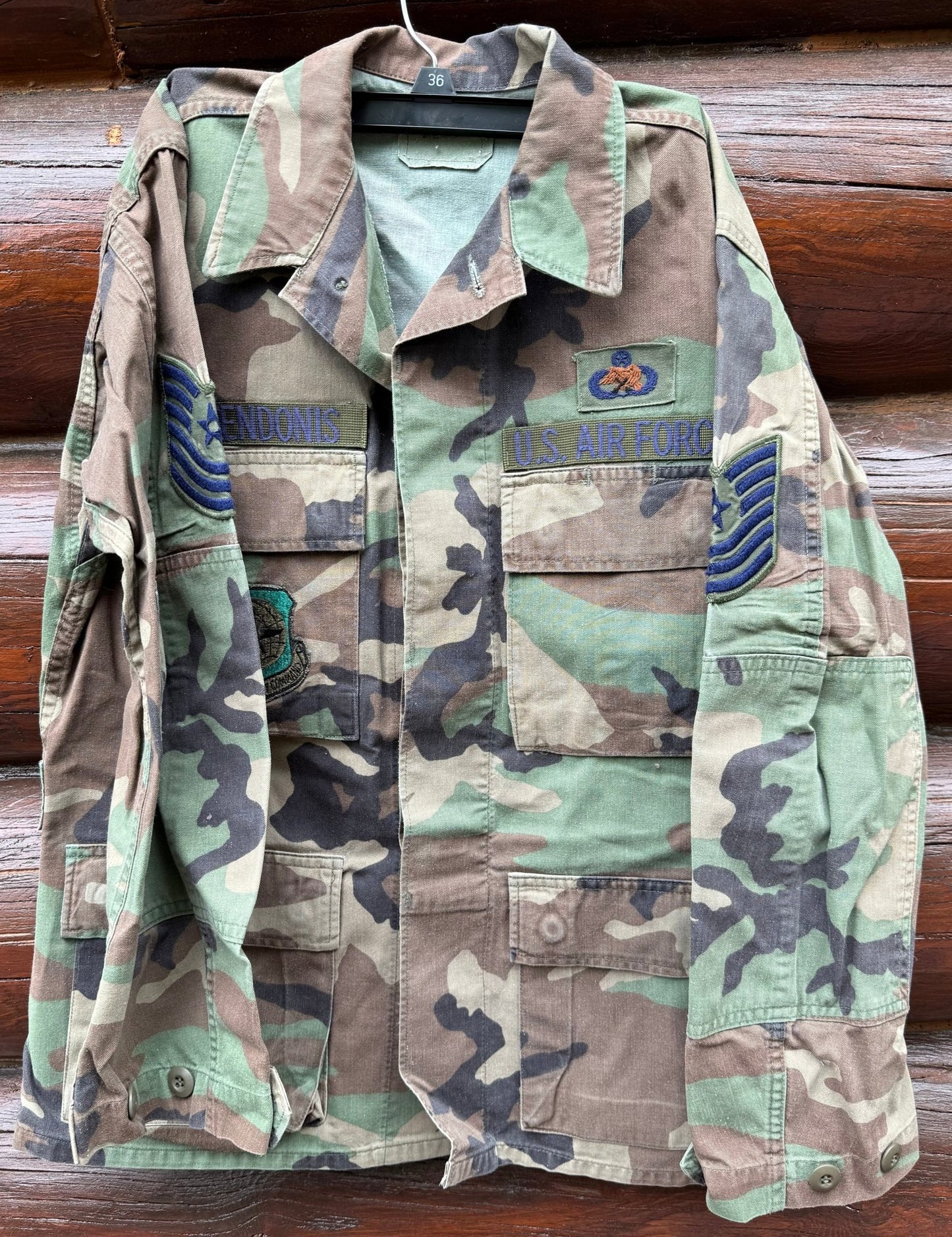 USAF Woodlands M81 Camo Badged Coat & Trousers Size S/M