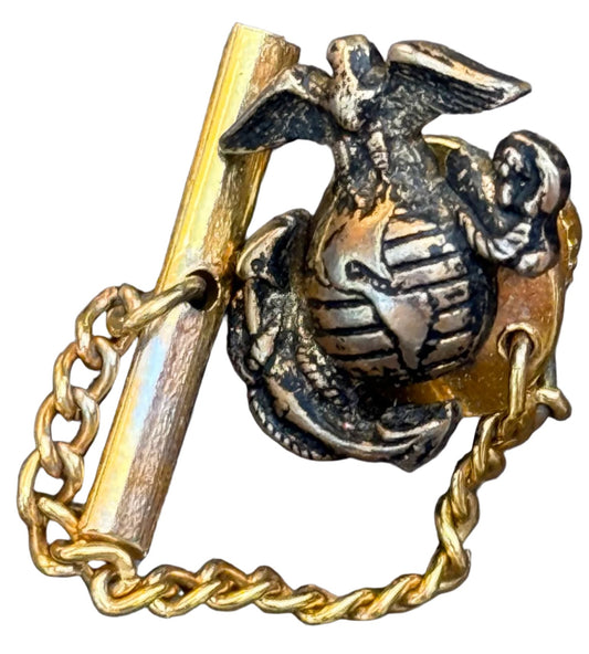 Vintage USMC Tie Tack w Chain (Globe & Anchor) - Bateleur Militaria
