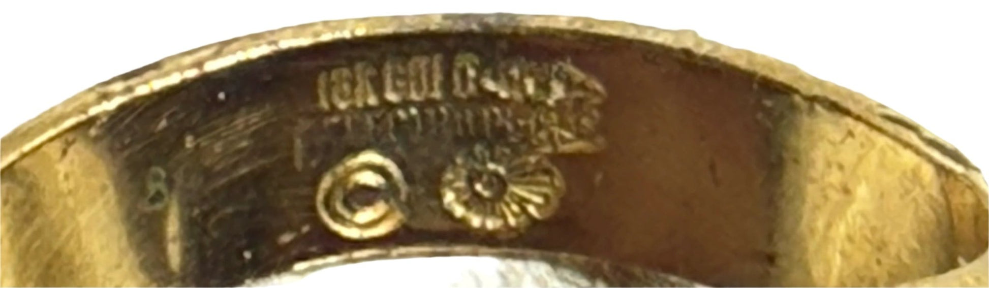 USMC 18K Ring Gold Plated w Red Stone - Bateleur Militaria