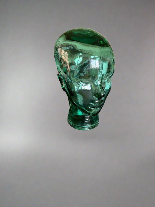 Vintage Glass Mannequin Head Green Life Size - Bateleur Militaria