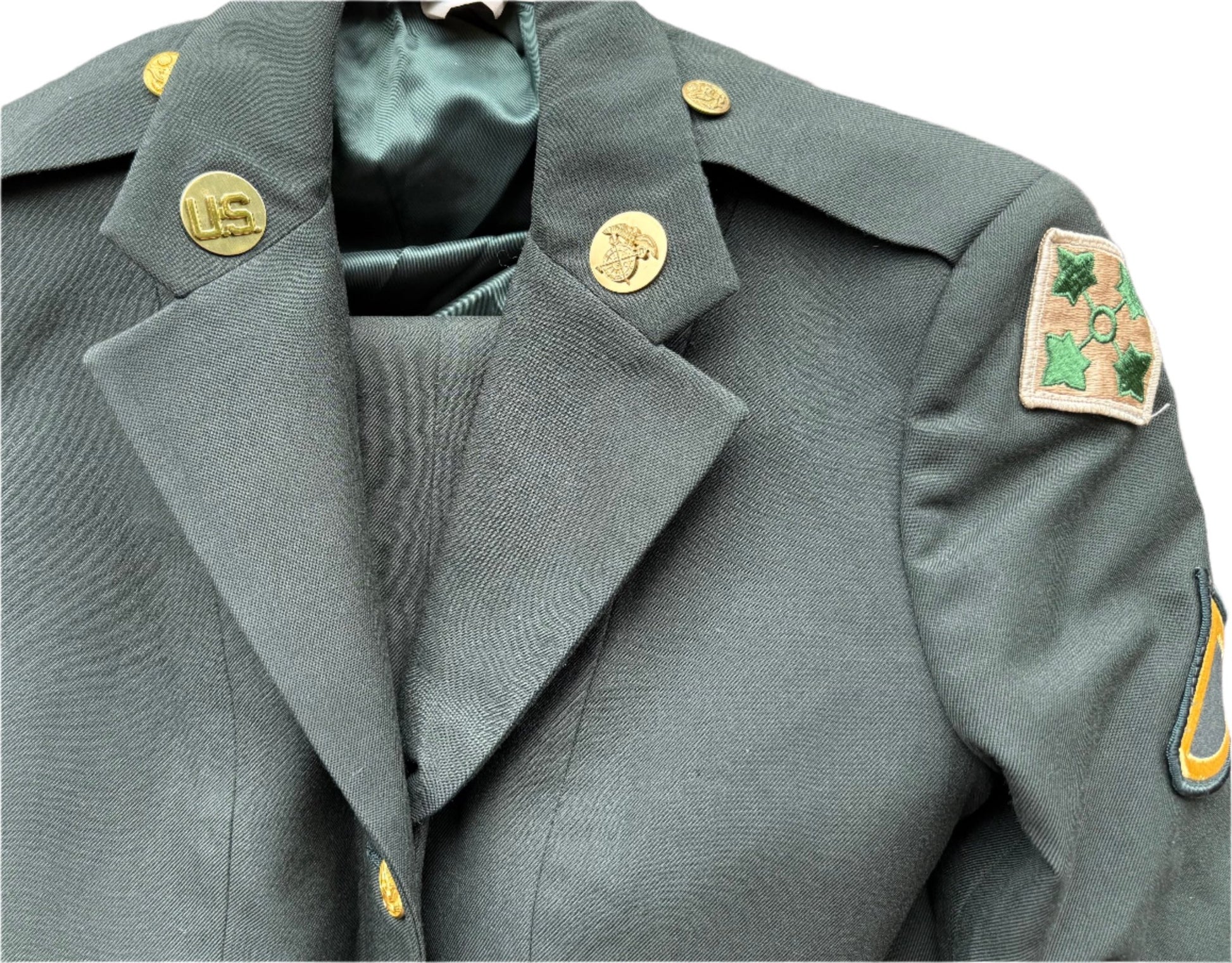 US Army Woman's Badged Green Dress Coat and Slacks Size 14S/25" 1 - Bateleur Militaria