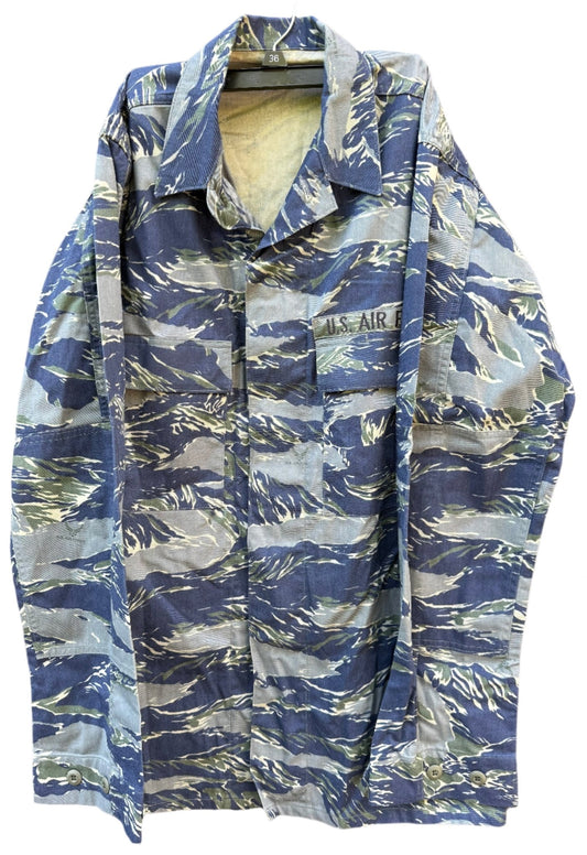 Ultra Rare USAF Experimental Blue Tiger Stripe uniform Shirt Type II (38XXL) - Bateleur Militaria