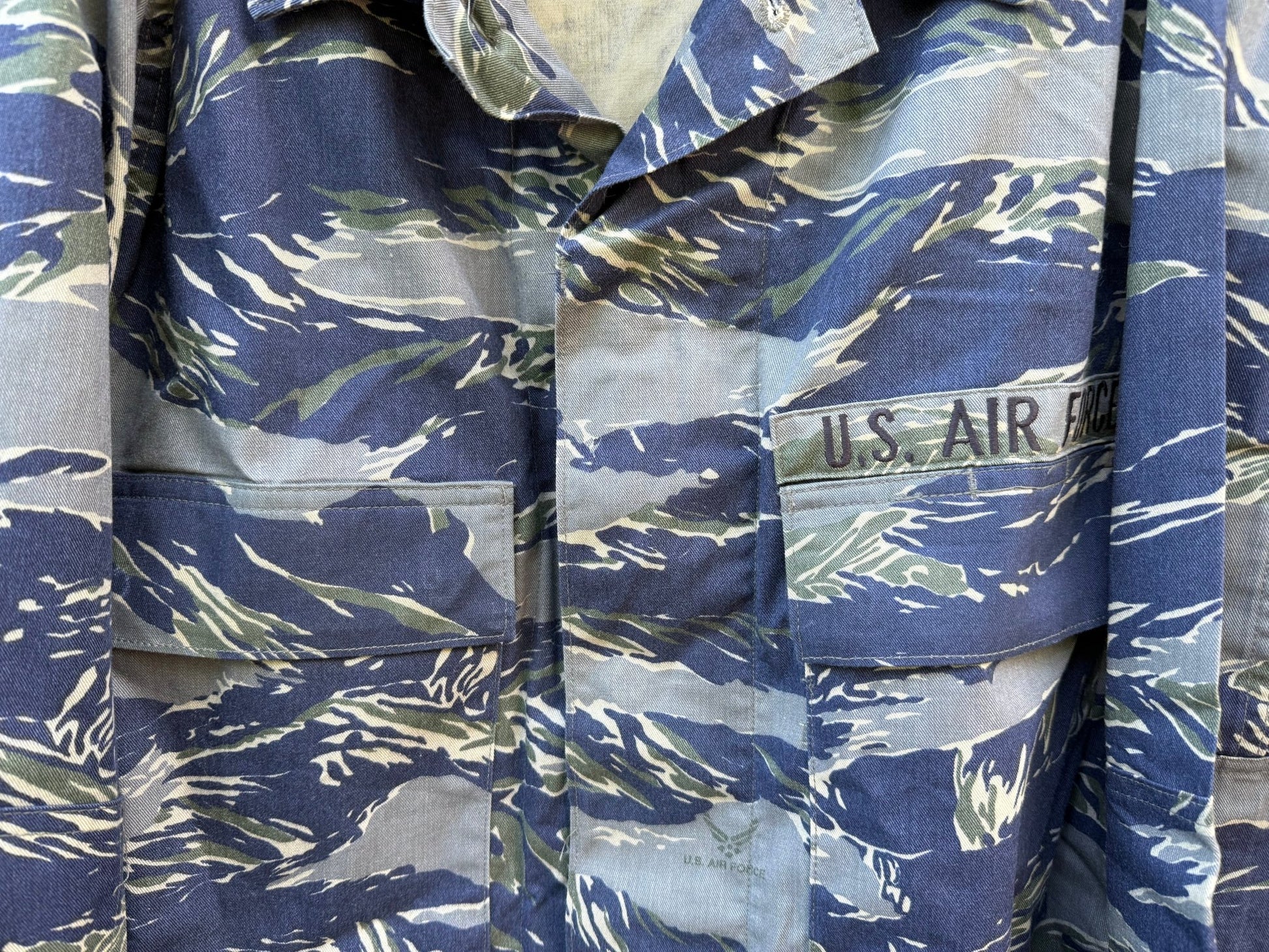 Ultra Rare USAF Experimental Blue Tiger Stripe uniform Shirt Type II (38XXL) - Bateleur Militaria