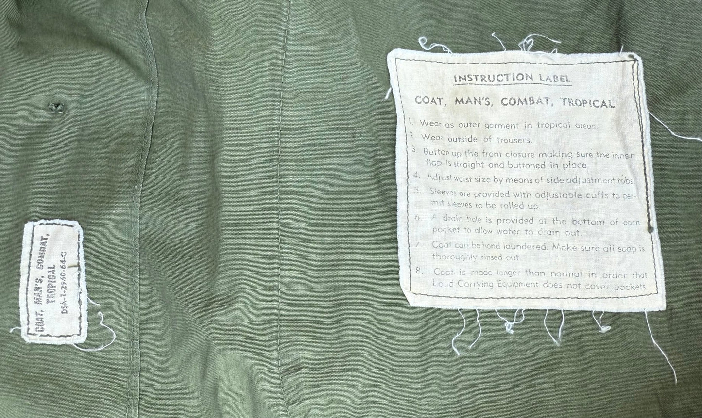 Vietnam 1st Pattern OG - 107 Combat Jungle Jacket Poplin Cotton with Exposed Buttons M/S - Bateleur Militaria