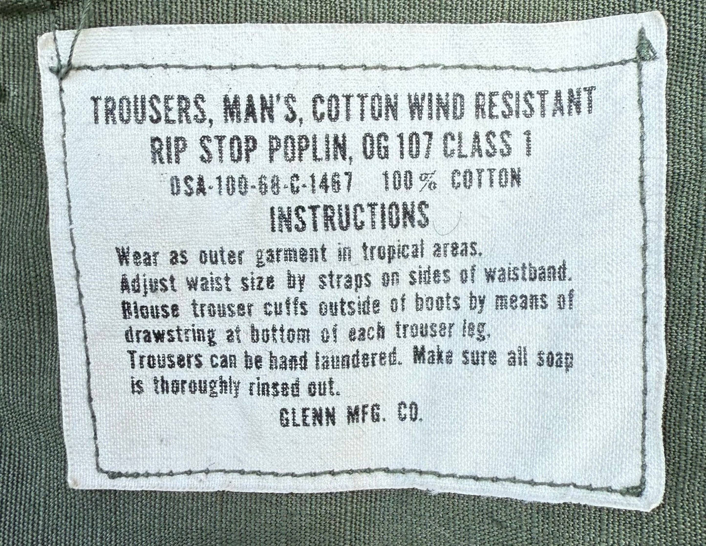 US Vietnam OG - 107 Wind Resistant Rip Stop Poplin Cargo Pants Size Small 5 - Bateleur Militaria
