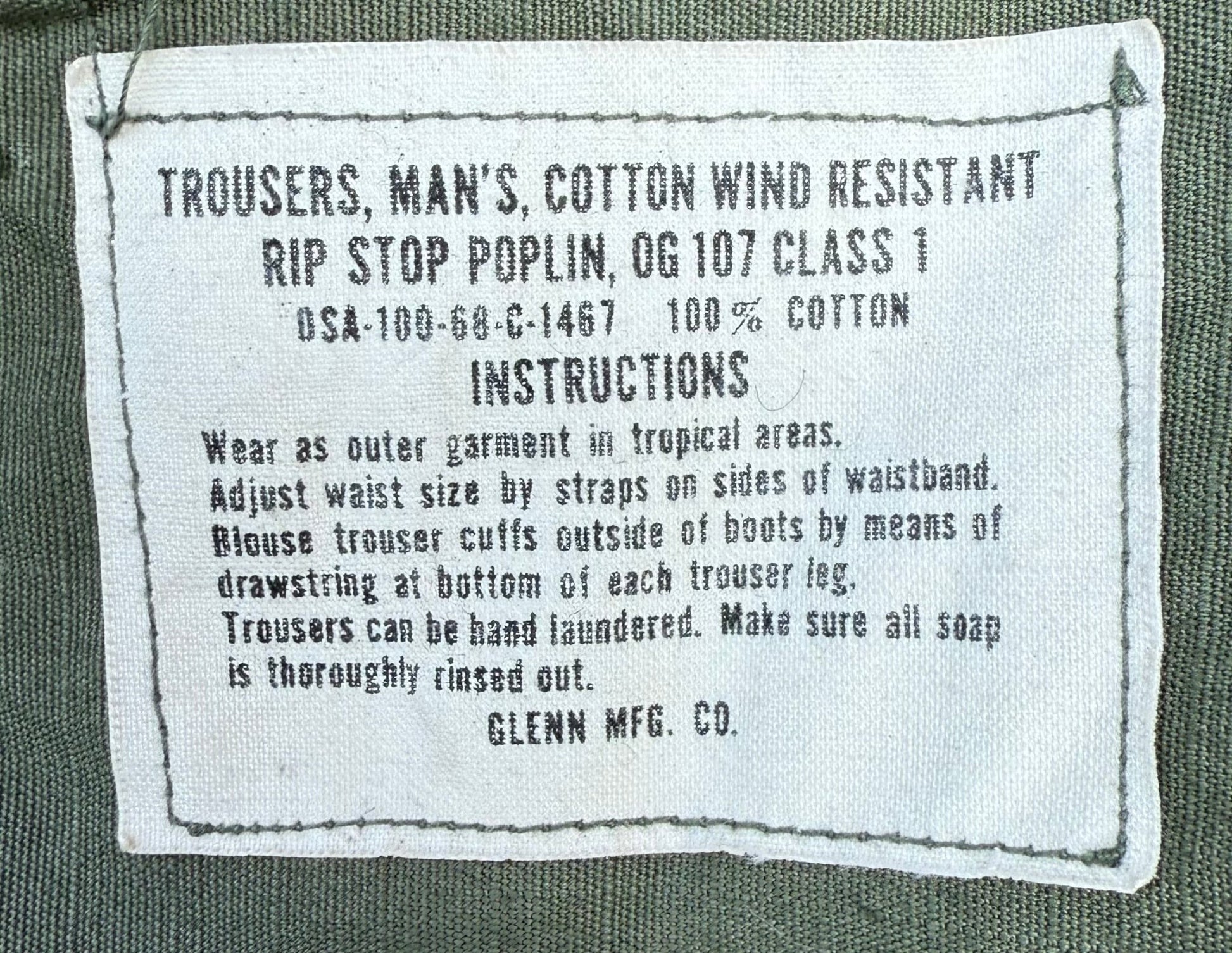 US Vietnam OG - 107 Wind Resistant Rip Stop Poplin Cargo Pants Size Small 5 - Bateleur Militaria